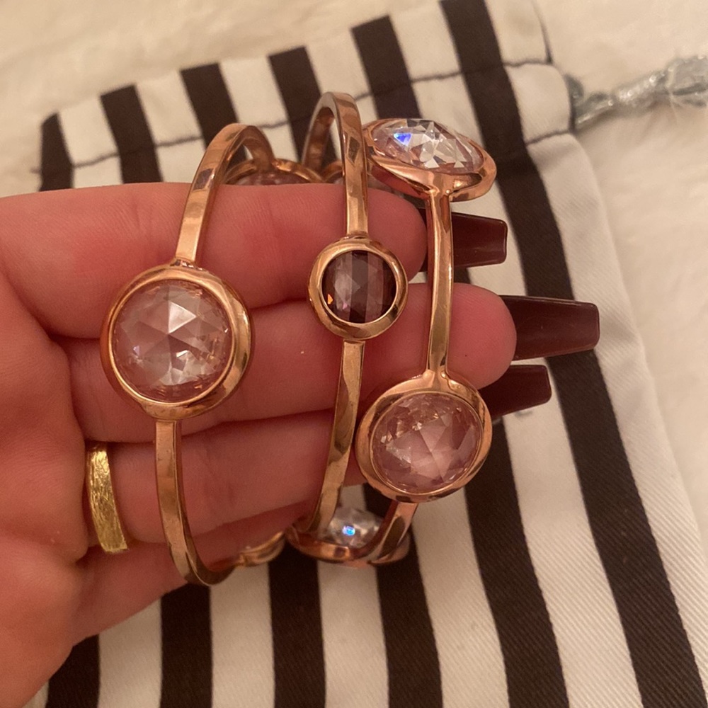 Henri Bendel Gold and Pink Crystal Bracelets